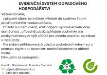 Název akce: Evidenční systém odpadového hospodaření, datum akce: průběžně - průběžně