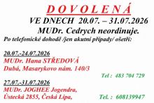 Název akce: Dovolená lékař, datum akce: průběžně - průběžně