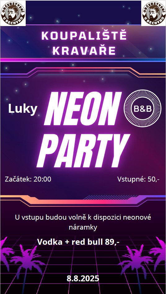 Neon party koupaliště Kravaře